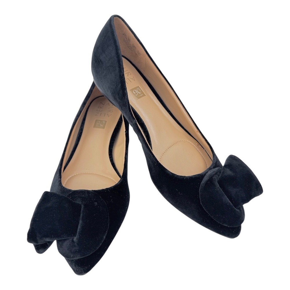 Naturalizer Velvet Black Flats 8.5 Bow Pointed Toe Career Comfort Non-Slip